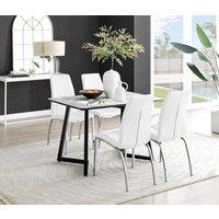 FurnitureboxUK Carson White Marble Effect Dining Table & 4 Isco Chairs