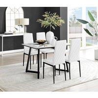 FurnitureboxUK Carson White Marble Effect Dining Table & 4 Milan Black Leg Chairs