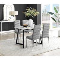 FurnitureboxUK Carson White Marble Effect Dining Table & 4 Milan Chrome Leg Chairs in Grey
