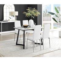 FurnitureboxUK Carson White Marble Effect Dining Table & 4 Milan Chrome Leg Chairs