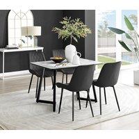 FurnitureboxUK Carson White Marble Effect Dining Table & 4 Pesaro Black Leg Chairs