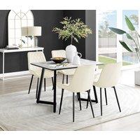 FurnitureboxUK Carson White Marble Effect Dining Table & 4 Pesaro Black Leg Chairs in Cream