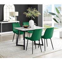 FurnitureboxUK Carson White Marble Effect Dining Table & 4 Pesaro Black Leg Chairs in Green
