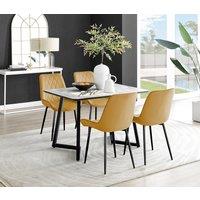 FurnitureboxUK Carson White Marble Effect Dining Table & 4 Pesaro Black Leg Chairs in Mustard