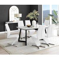FurnitureboxUK Carson White Marble Effect Dining Table & 6 Willow Chairs