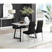 FurnitureboxUK Carson White Marble Effect Dining Table & 4 Velvet Milan Chairs in Black