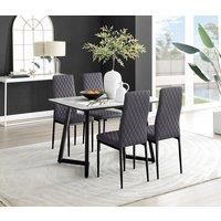 FurnitureboxUK Carson White Marble Effect Dining Table & 4 Velvet Milan Black Leg Chairs in Grey