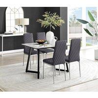 FurnitureboxUK Carson White Marble Effect Dining Table & 4 Velvet Milan Chairs in Grey