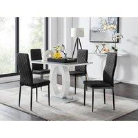FurnitureboxUK Giovani 4 Grey Dining Table & 4 Velvet Milan Black Leg Chairs