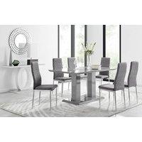 FurnitureboxUK Imperia 6 Grey Dining Table and 6 Velvet Milan Chairs