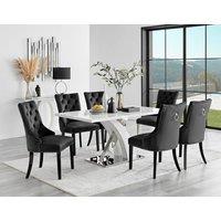 FurnitureboxUK Atlanta 6 White Dining Table and 6 Belgravia Black Leg Chairs