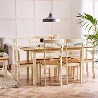 FurnitureboxUK Salcombe Large Rectangular Wooden Table & 6 Whitby Dining Chairs in Cream