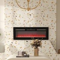 HOMCOM 127cm Electric Fireplace Recessed and Wall Mounted Electric Fire Black