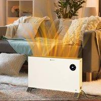 HOMCOM Freestanding Electric Convector Heater with 3 Heat Settings, 24H Timer, White