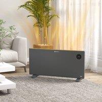 HOMCOM Electric Heater with Adjustable Thermostat, Freestanding or Wall Mounted, Grey