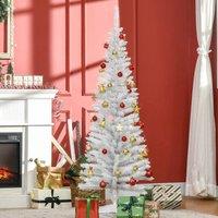 HOMCOM 5FT Pencil Artificial Christmas Tree with Solid Stand Tips White