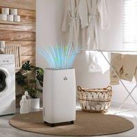 HOMCOM 12L/Day Portable Quiet Dehumidifier with Humidity Display in White