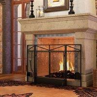 HOMCOM 3 Panel Folding Fire Guard Screen with Fireplace Tool Sets in Black