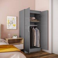 HOMCOM Wardrobe with Hanging Rod and Storage Shelf Clothes Closet Bedroom in Grey