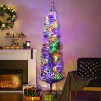 HOMCOM 6' Artificial Christmas Tree with Flocked Tips, LED Lights, Decoration | Size: 6ft