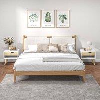 HOMCOM Bedside Table with Drawer and Shelf Nightstand Storage Chest in Brown