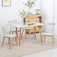 HOMCOM 5 Piece Dining Table and Chairs Set Space Saving Dining Table 4 Chairs in Grey