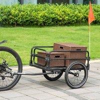 HOMCOM BikeTrailer Bike Wagon Bicycle Cargo Trailer w/ Suspension, 2 Wheels, Black