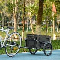 HOMCOM Bicycle Cargo Trailer with 65L Foldable Storage Box and Safe Reflectors in Black | Size: Standard