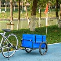 HOMCOM Bicycle Cargo Trailer with 65L Foldable Storage Box and Safe Reflectors in Blue | Size: Standard
