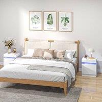 HOMCOM White Bedside Table, High Gloss Front Bedside Cabinet