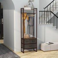 HOMCOM Free Standing Clothes Rail Garment Rack with 3 Fabric Drawers in Brown