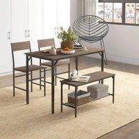HOMCOM Industrial 4 Piece Dining Table and Chairs Set Kitchen Table Set of 4 in Grey