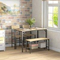 HOMCOM Industrial 4 Piece Dining Table and Chairs Set Kitchen Table Set of 4 in Yellow
