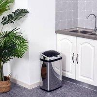 HOMCOM Stainless Steel Sensor Bin Kitchen Bin for Home Office Silver