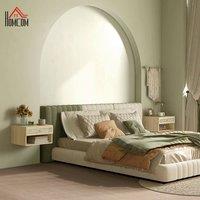 HOMCOM Floating Bedside Tables Set of 2 with Rattan Drawer and Open Shelf in Yellow