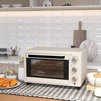 HOMCOM Mini Oven 21L Countertop Electric Toaster Oven w/ Adjustable Temp Timer in Cream
