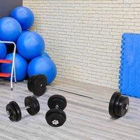 HOMCOM Dumbbells and Barbell Set with 65kg Adjustable Weights for Home Gym in Black