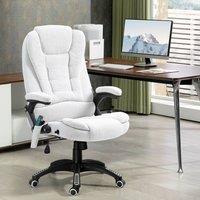 VINSETTO Office Chair w/ Heating Massage Points Relaxing Reclining Cream White