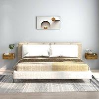 HOMCOM Floating Bedside Table Set of 2, Nightstand with Drawer in Brown