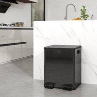 HOMCOM 2 x 20L Dual Kitchen Bin, Fingerprint-Proof for Recycling and Waste in Black