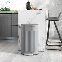 HOMCOM 30L Pedal Bin, Metal Kitchen Bin with Soft-close Lid, Grey | Size: Medium