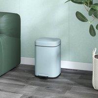 HOMCOM Kitchen Pedal Bin, Metal Rubbish Bin with Soft-close Lid in Light Green | Size: Small