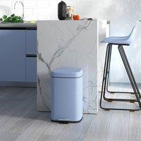 HOMCOM Kitchen Pedal Bin, Metal Rubbish Bin with Soft-close Lid in Light Blue | Size: Medium