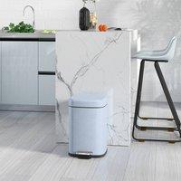 HOMCOM 12L Kitchen Pedal Bin, Metal Rubbish Bin with Soft-close Lid, Light Blue | Size: Small