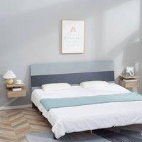 HOMCOM Floating Bedside Table Set of 2, Nightstand with Drawer for Bedroom in Light Oak