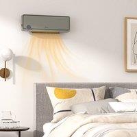 HOMCOM 1000W/2000W Wall Downflow Heater 10-49C Temperature w/ Timer Remote LED Screen in Grey