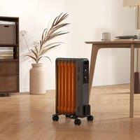 HOMCOM Oil Filled Radiator Portable Heater W/ 7 Fin, 3 Heat Settings Grey | Size: Single