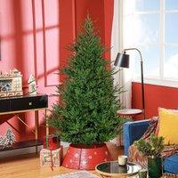 HOMCOM Artificial Christmas Tree, Xmas Tree with Metal Base, Hinged Tips in Green | Size: 5ft