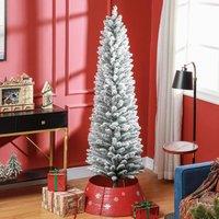 HOMCOM Artificial Pencil Christmas Tree, Xmas Tree with Metal Base in White | Size: 6ft