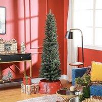 HOMCOM Artificial Pencil Christmas Tree, Xmas Tree with Metal Base in Green | Size: Large